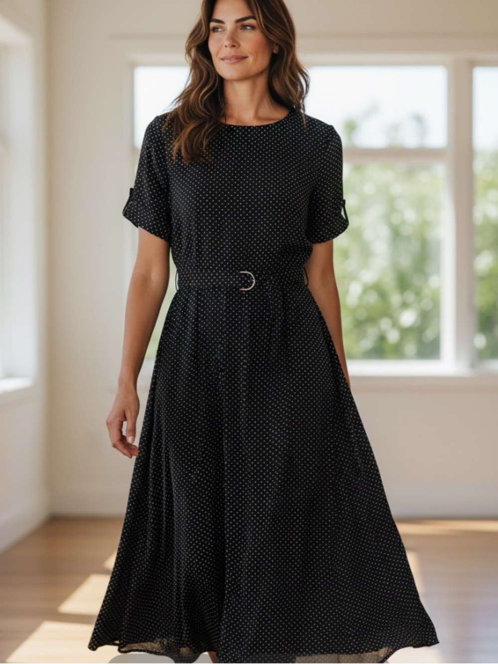LAURA ASHLEY 100% SILK BLACK & WHITE POLKA DOT DRESS SIZE 6 NWT 90’s Y2K CLASSIC